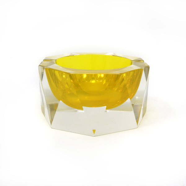 Yellow Mandruzzato Faceted Sommerso Ashtray