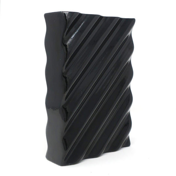 Postmodern Wavy Black Ceramic Vase