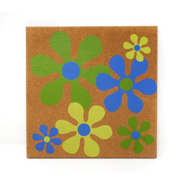 Vintage 1970s Flower Cork Bulletin Board