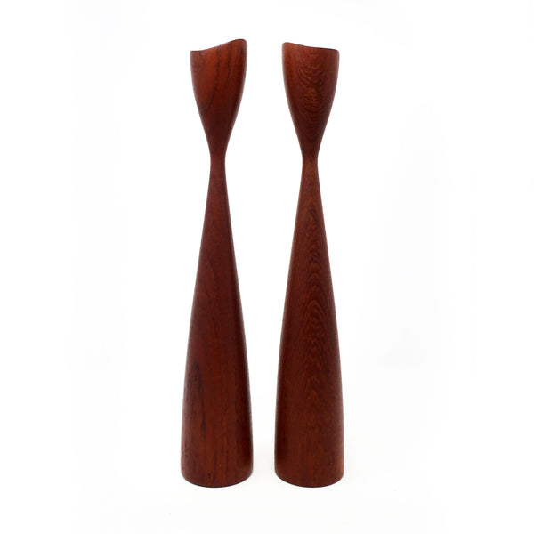 Pair of Danish Modern Teak Candleholders