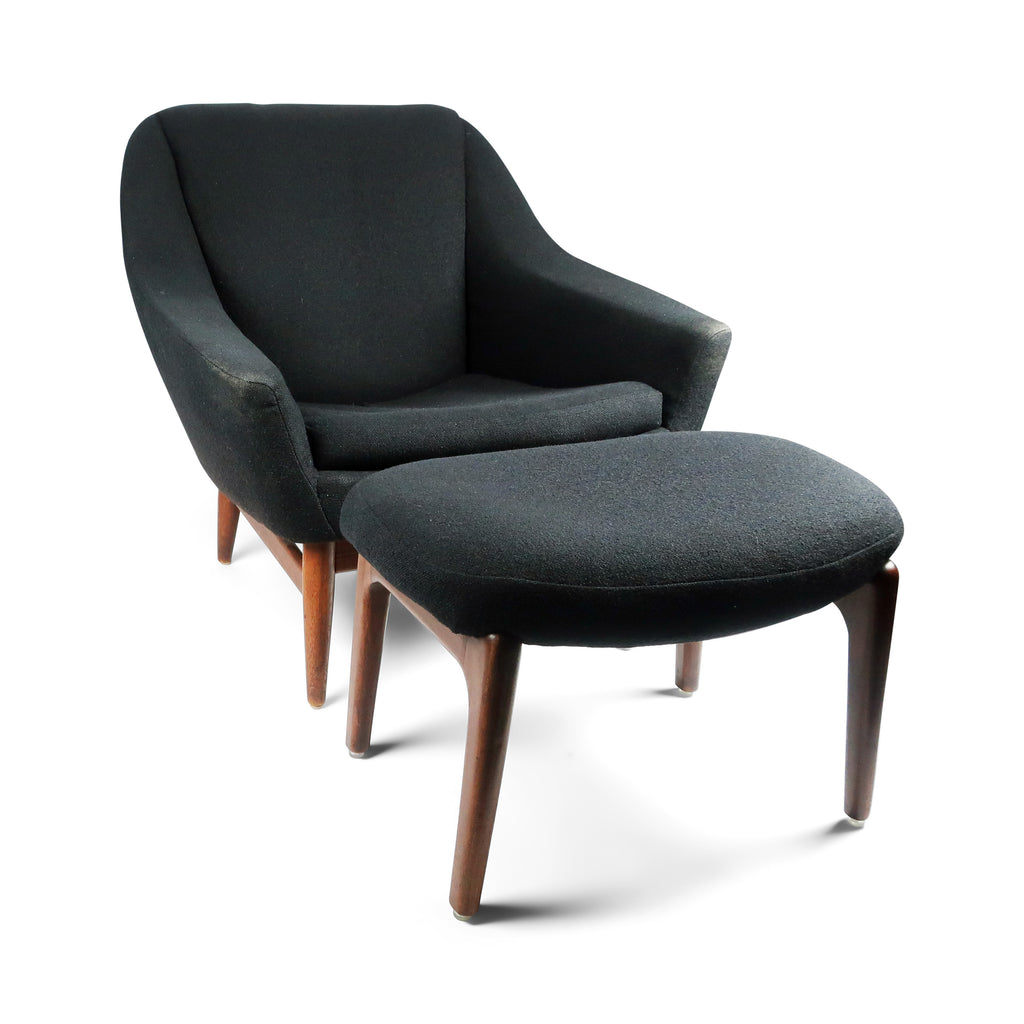 1960s Black Danish Modern Lounge Chair