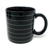 Set of Four Vintage Black and Green Striped Mugs
