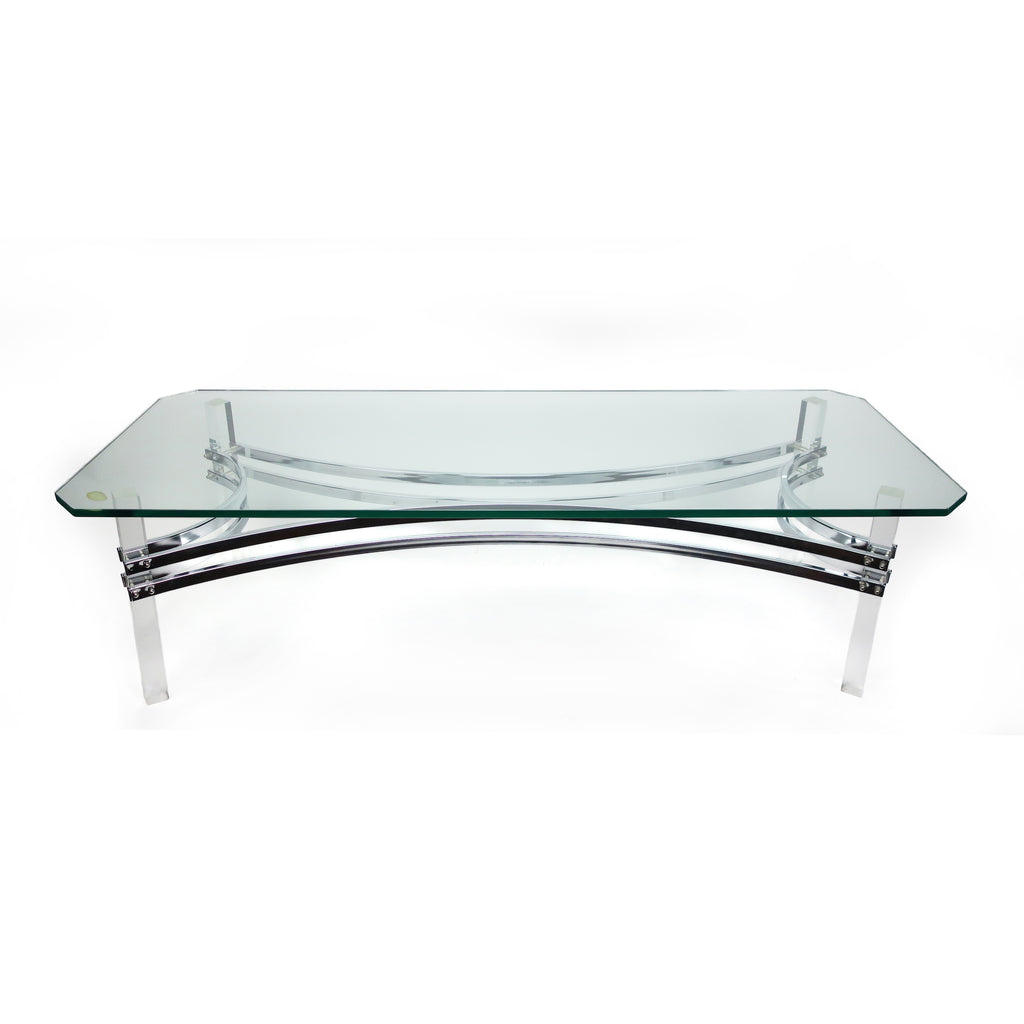 1970s Lucite, Chrome and Glass Coffee Table in the Style of Charles Hollis Jones