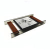 1970s Smoked Lucite and Teak Wall Clock by Seth Thomas