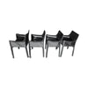 Set of Four Black Leather CAB 413 Arm Chairs by Mario Bellini for Cassina