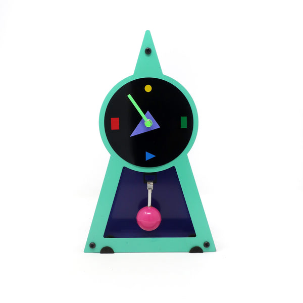 1980s Postmodern Multi-Colored Clock