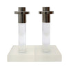 Pair of Lucite and Silver Candlesticks by Dorothy Thorpe