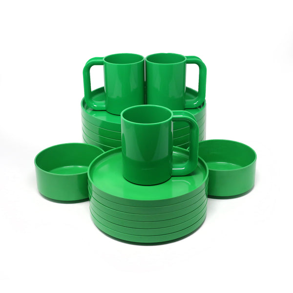 Green Dinnerware by Vignelli for Heller - Set of 17