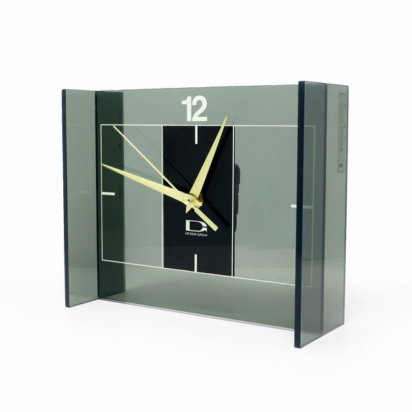 1970s Smoked Lucite Clock by Robert Blosser for Design Group