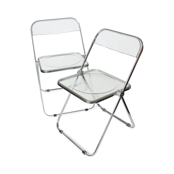 Pair of Plia Clear Folding Chairs by Giancarlo Piretti for Castelli