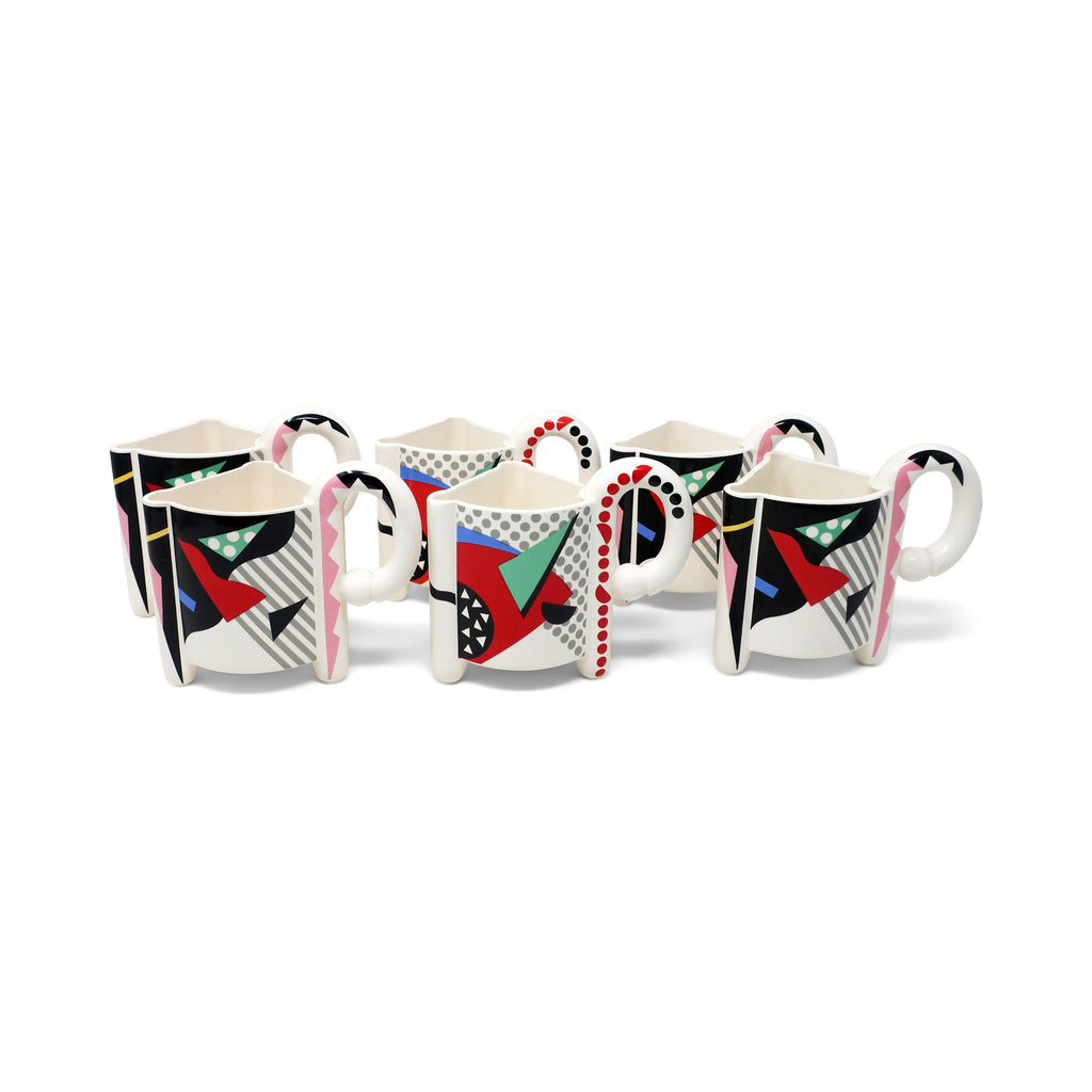 1980s Postmodern Kato Kogei Fujimori Carnival Mugs - Set of 6