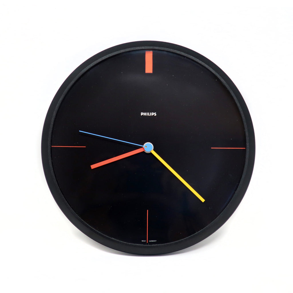 1980s Postmodern Primary Color Philips Wall Clock