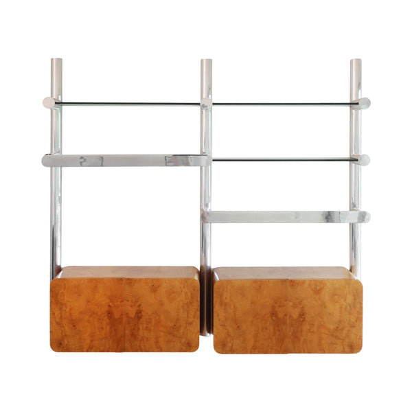 1970s Aluminum and Glass Orba Wall Unit by Janet Schweitzer for Pace Collection