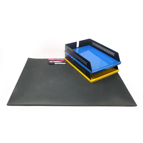 Pair of Blue & Yellow Babele 940 Trays and Black Status Desk Pad by Barbieri & Marianelli for Rexite