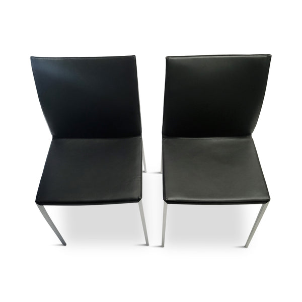 Pair of Black Leather Lia Chairs by Roberto Barbieri for Zanotta