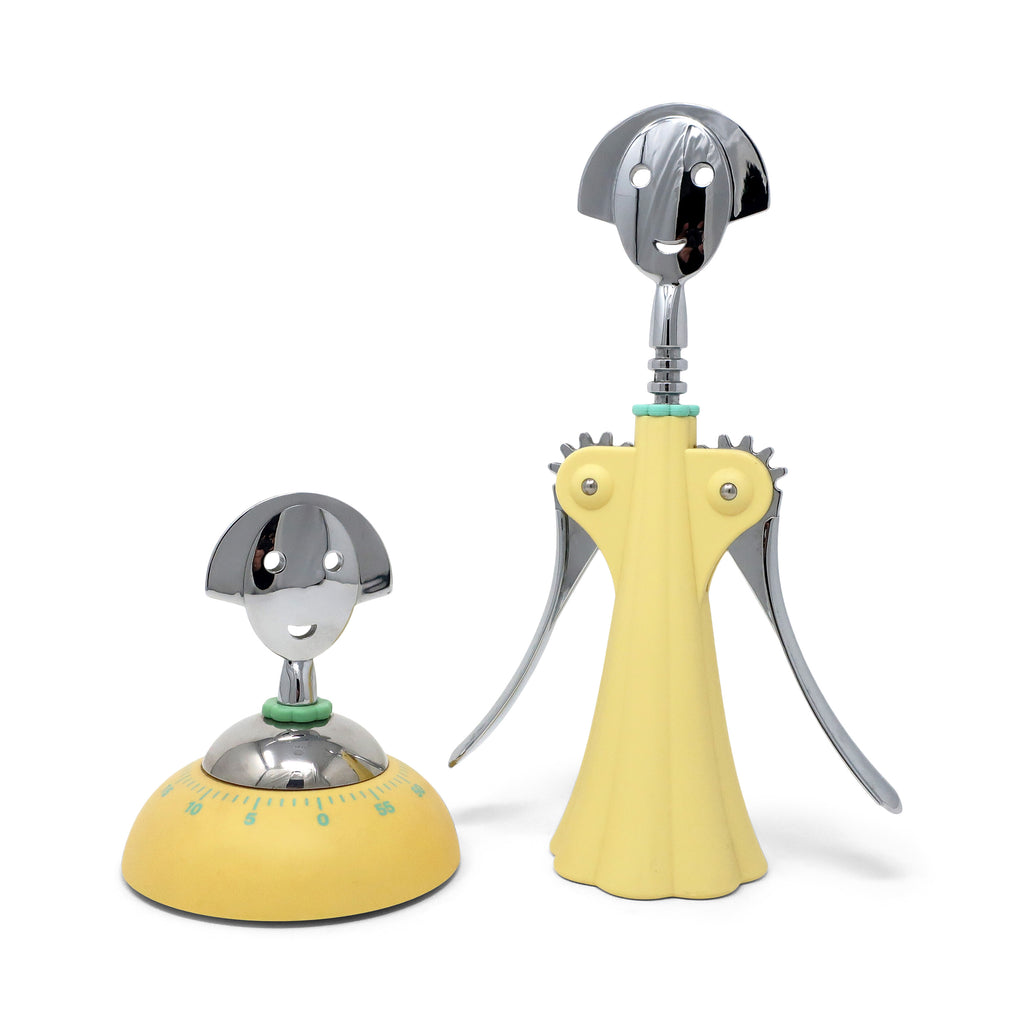 Yellow Anna G Corkscrew and Timer by Alessandro Mendini for Alessi