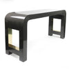 1980s Postmodern Gray and Brass Laminate Waterfall Console Table