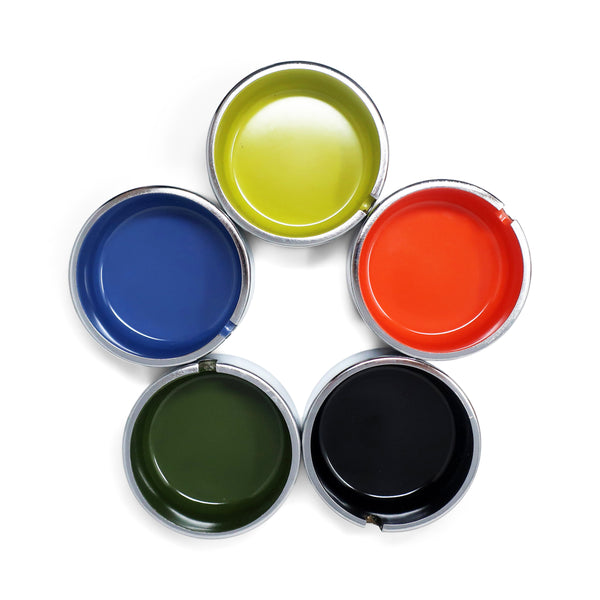 Set of 5 Multicolor Chrome Ashtrays by Isamu Kenmochi
