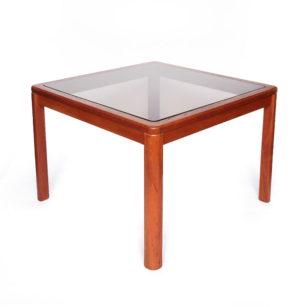 Danish Modern Teak and Smoked Glass Side Table by Uldum Mobelfabrik