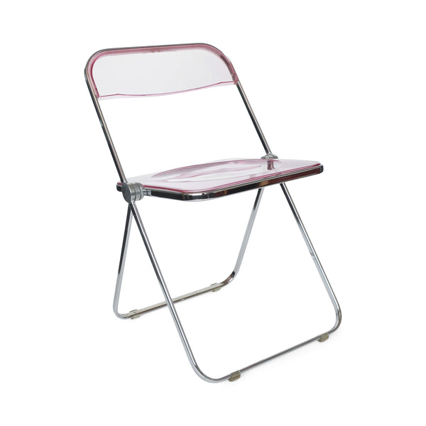 Pair of Plia Pink Folding Chairs by Giancarlo Piretti for Castelli