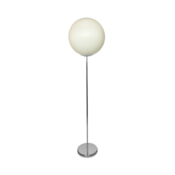 Vintage Chrome and White Globe Lollipop Floor Lamp