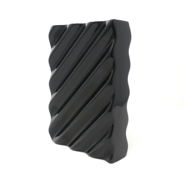 Postmodern Wavy Black Ceramic Vase