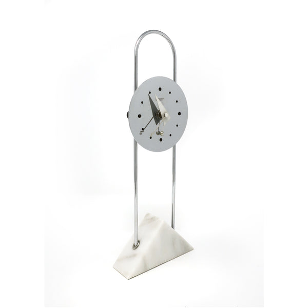 Vintage Post Modern Canetti Chrome and Marble Clock (1989)