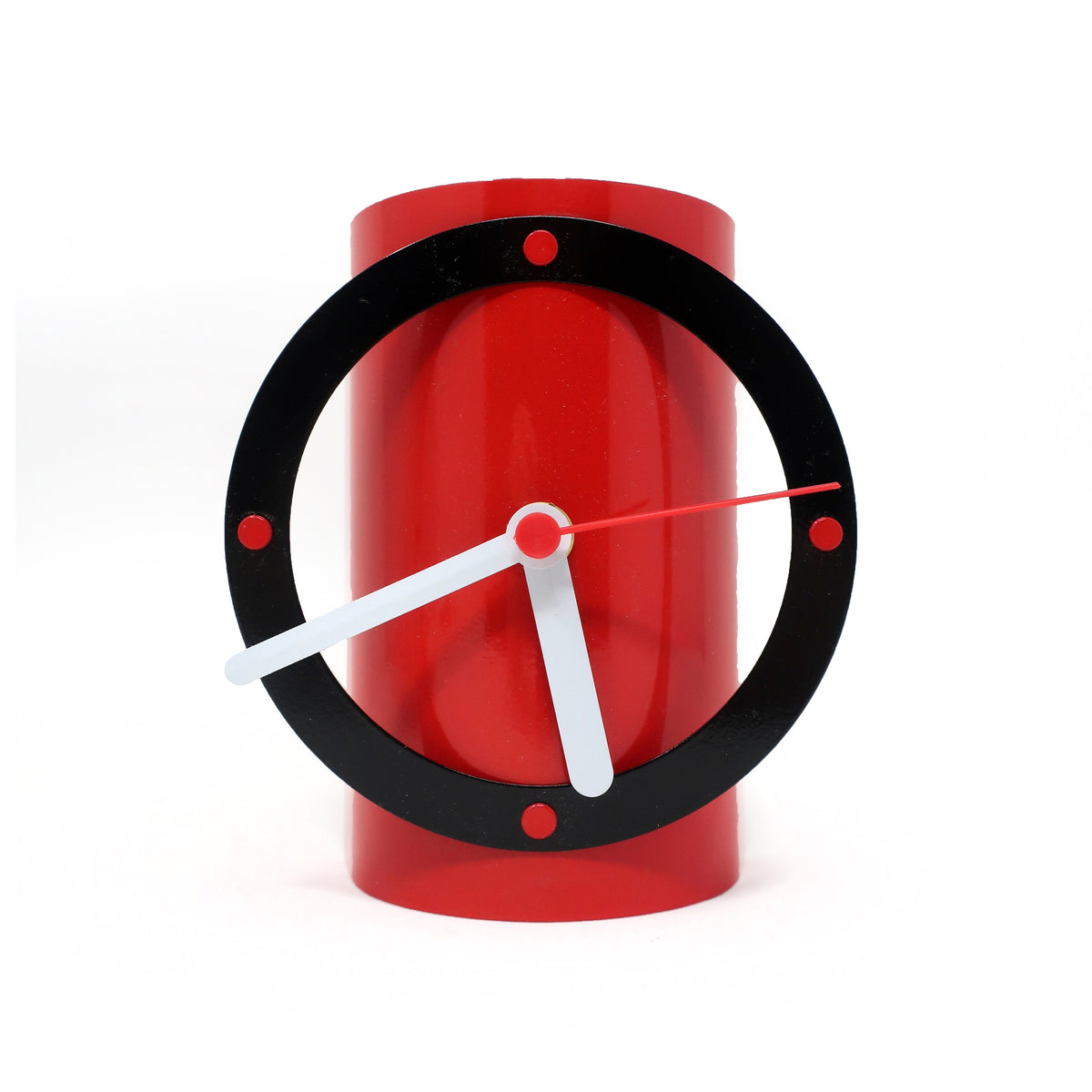 1980s Red & Black Metal Desk or Wall Clock by Time Square | Tenon Design