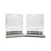 Mid-Century Lucite and Metal Lens Bookends