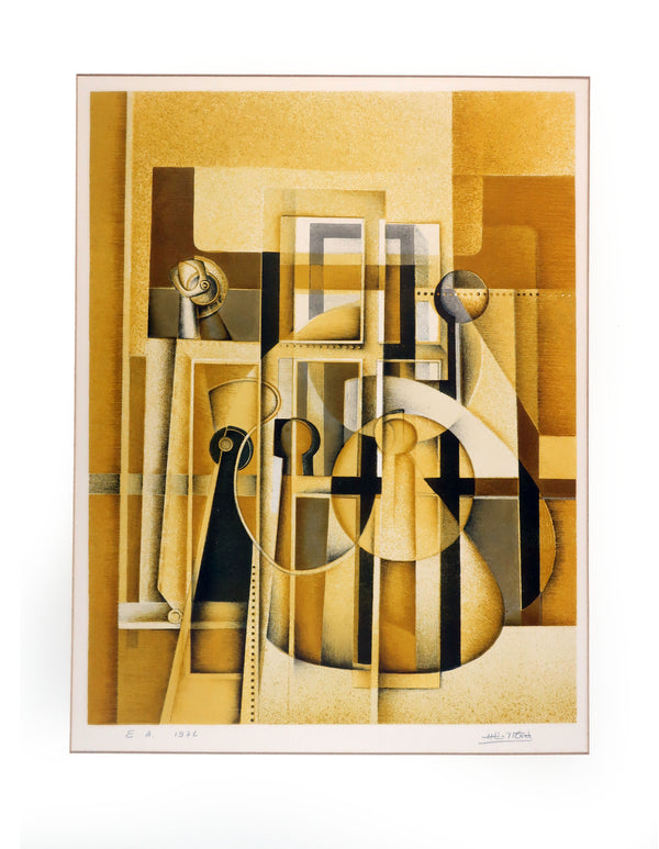 1970s Abstract Cubist Print