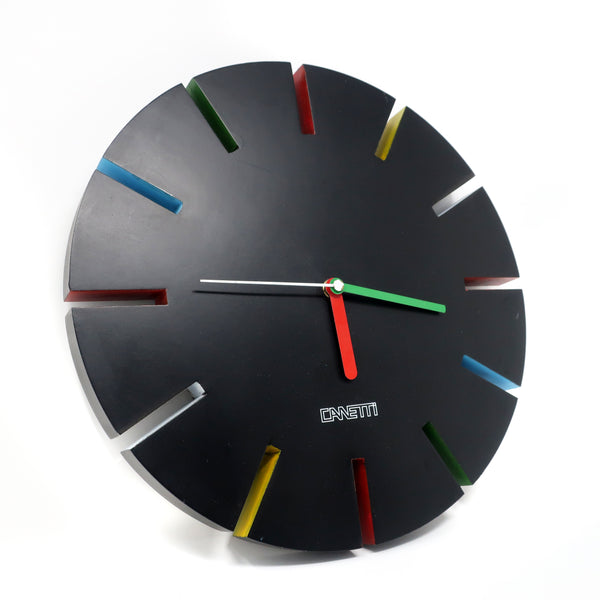 1980s Postmodern Black Canetti Wall Clock