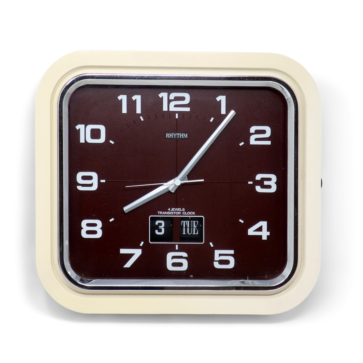 Clocking Machine 70s 1970s Vintage Wall Clock with Day Date Function by Rhythm | Tenon Design