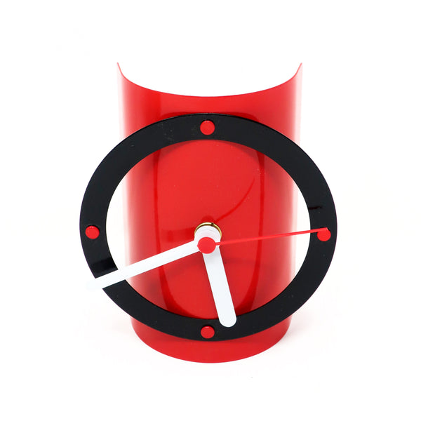 1980s Red & Black Metal Desk or Wall Clock by Time Square