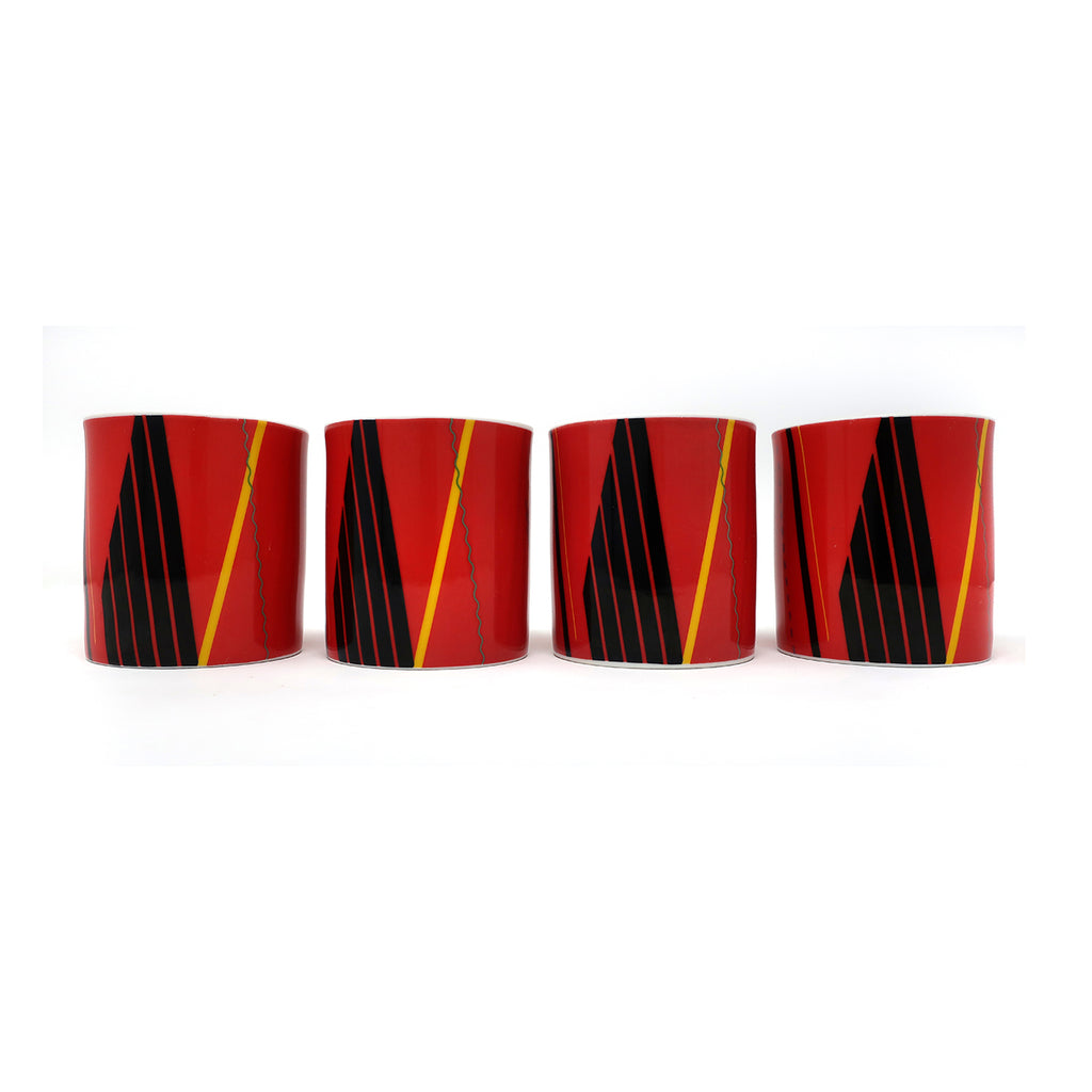 Set of Four Vintage Studio Nova Jazz Red Mugs