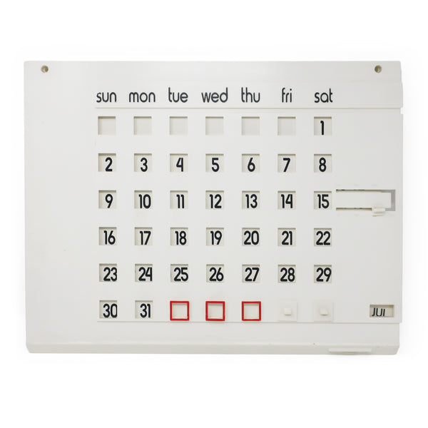 1970s White Mid-Century Modern Perpetual Calendar