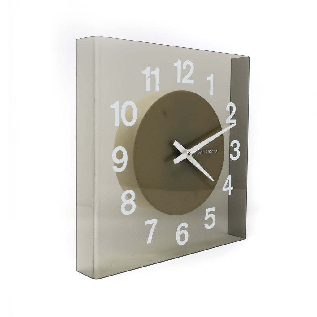 1970s Smoked Lucite Visionette Clock by Seth Thomas