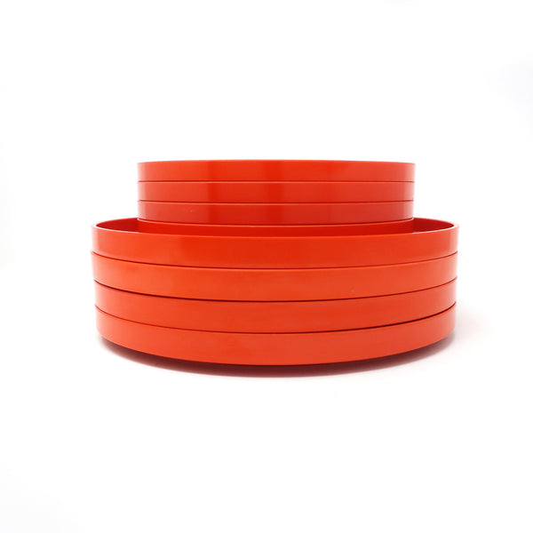 Orange Massimo Vignelli for Heller Dinnerware - Set of Four Dinner Plates + Four Salad Plates