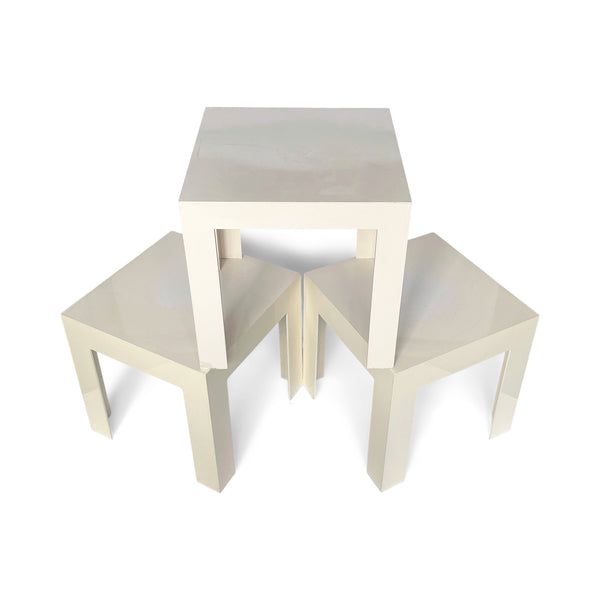 Set of Three Vintage White Plastic Side Tables