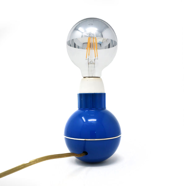 Vintage Enzo Mari Blue Dumbbell Lamp