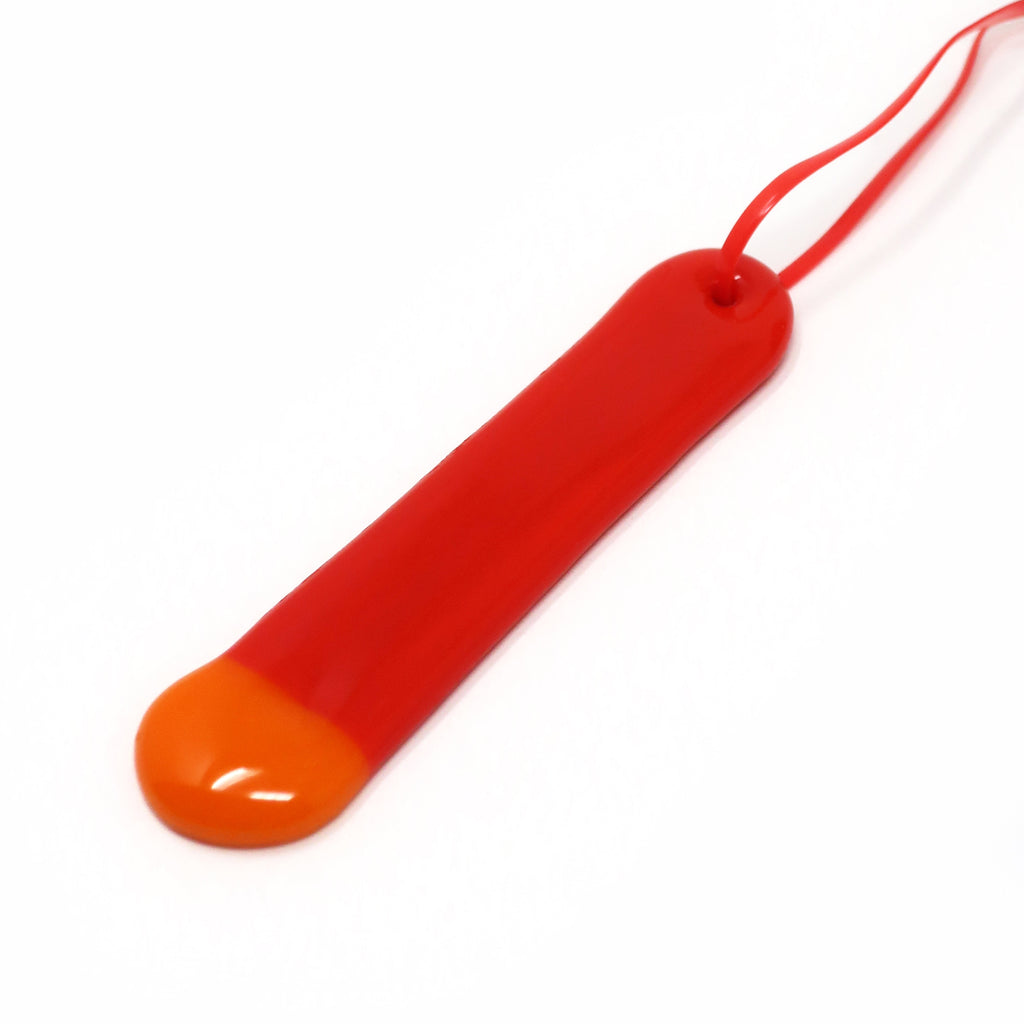 Red and Orange Art Glass Pendant by Laurie Rosenwald