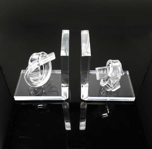 Hollywood Regency Knotted Lucite Bookends