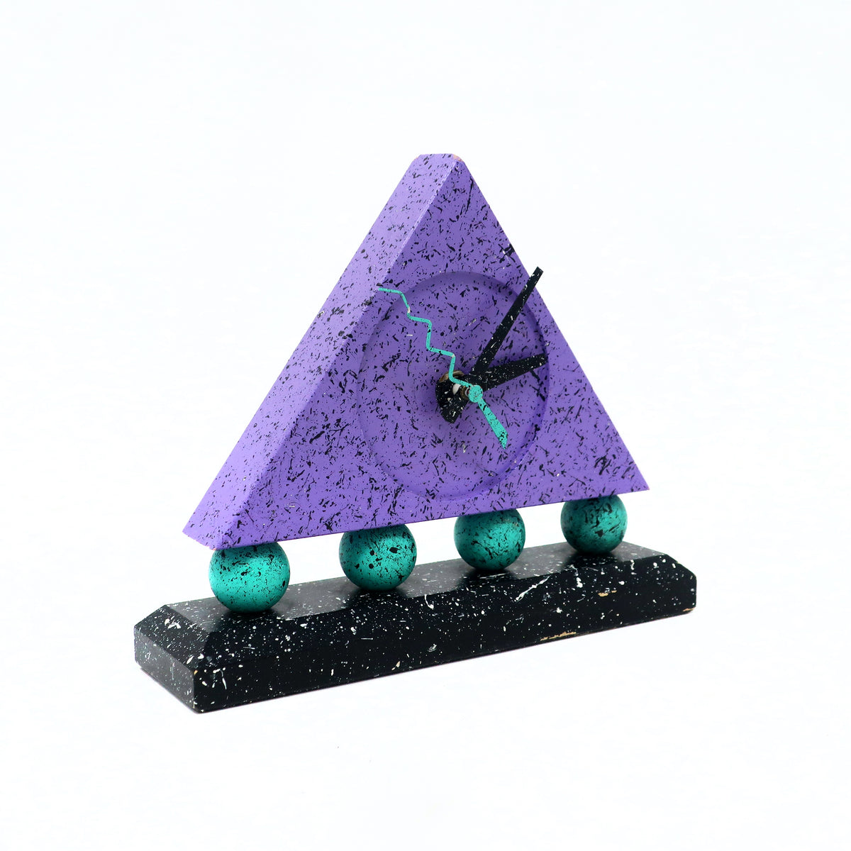 1980s Triangular Splatter Paint Desk Clock | Tenon Design