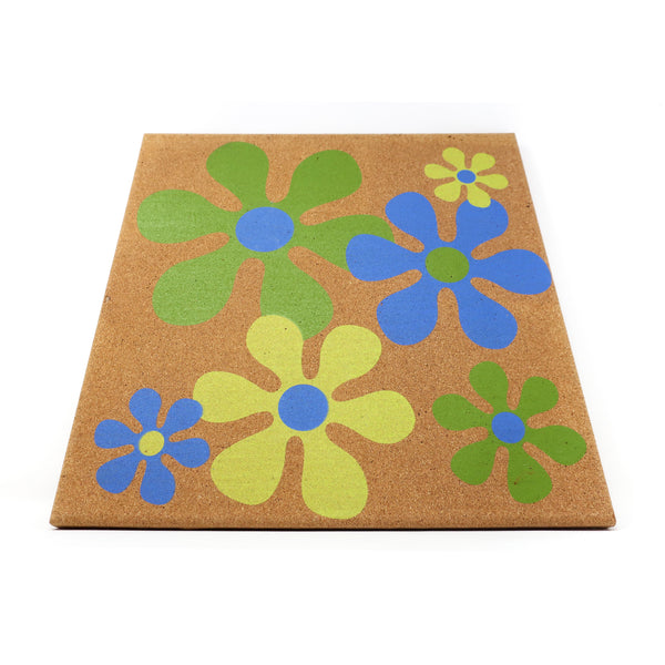 Vintage 1970s Flower Cork Bulletin Board