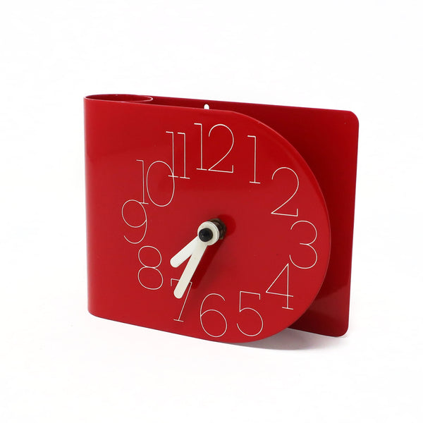 1970s Red Metal Desk or Wall Clock by Spectrum Designs