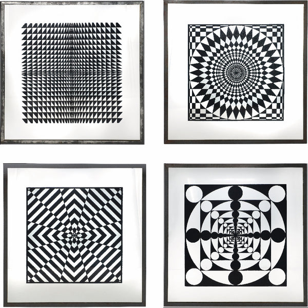 Set of Four Vintage Op Art Mirrors