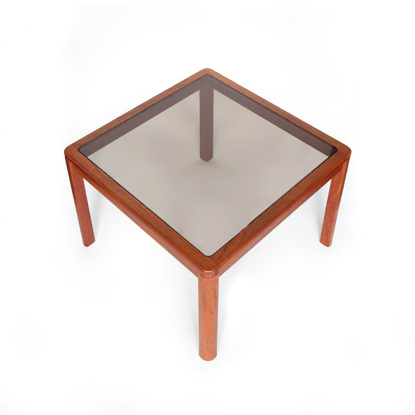 Danish Modern Teak and Smoked Glass Side Table by Uldum Mobelfabrik