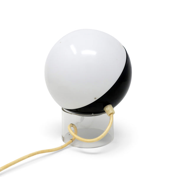 Danish Modern Black and White Lucite Globe Table Lamp