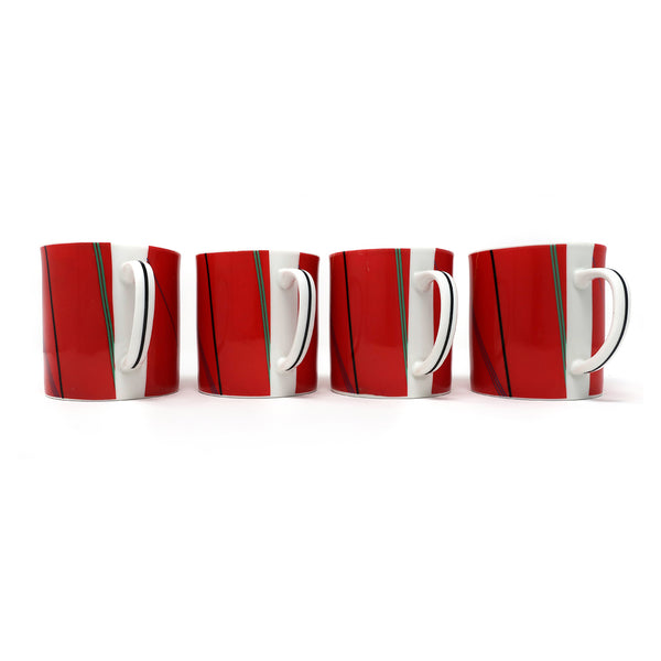 Set of Four Vintage Studio Nova Jazz Red Mugs