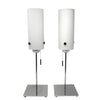Pair of Frosted Glass and Nickel Table Lamps by Ron Rezek