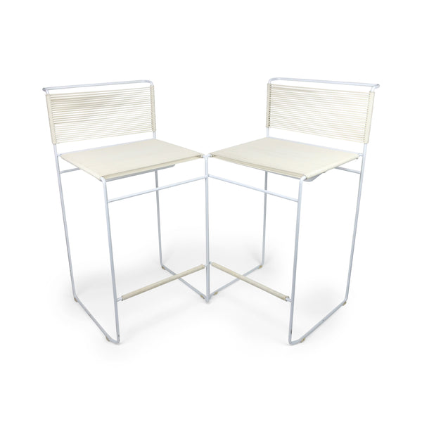 Pair of White Spaghetti Bar Stools